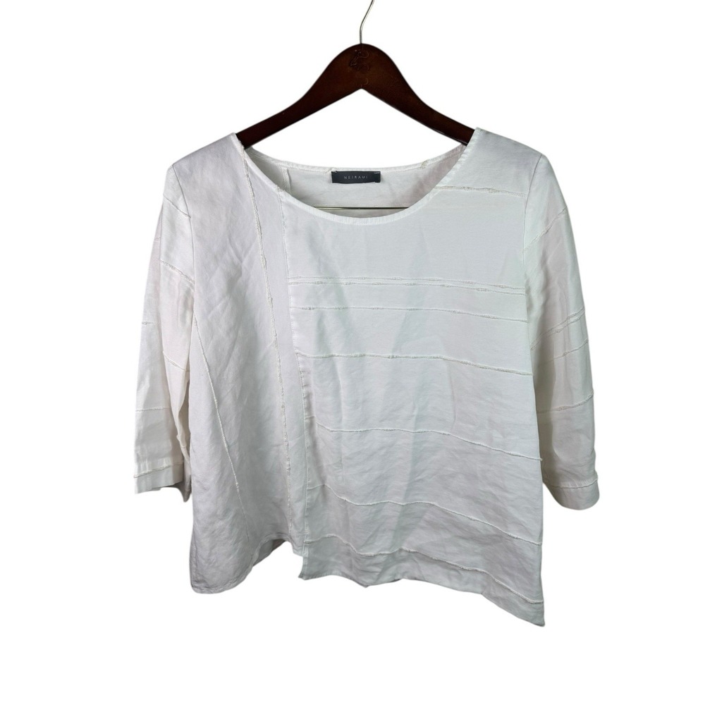 Neirami Lightweight White‎ Textured  Blouse Boxy MADE IN ITALY Size Small